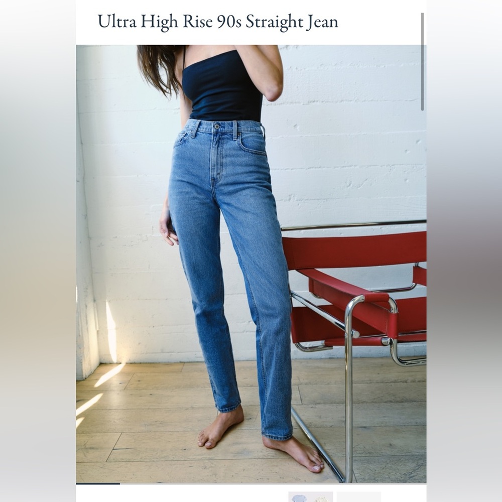 Abercrombie & Fitch Light Blue Distressed Straight Leg Jeans